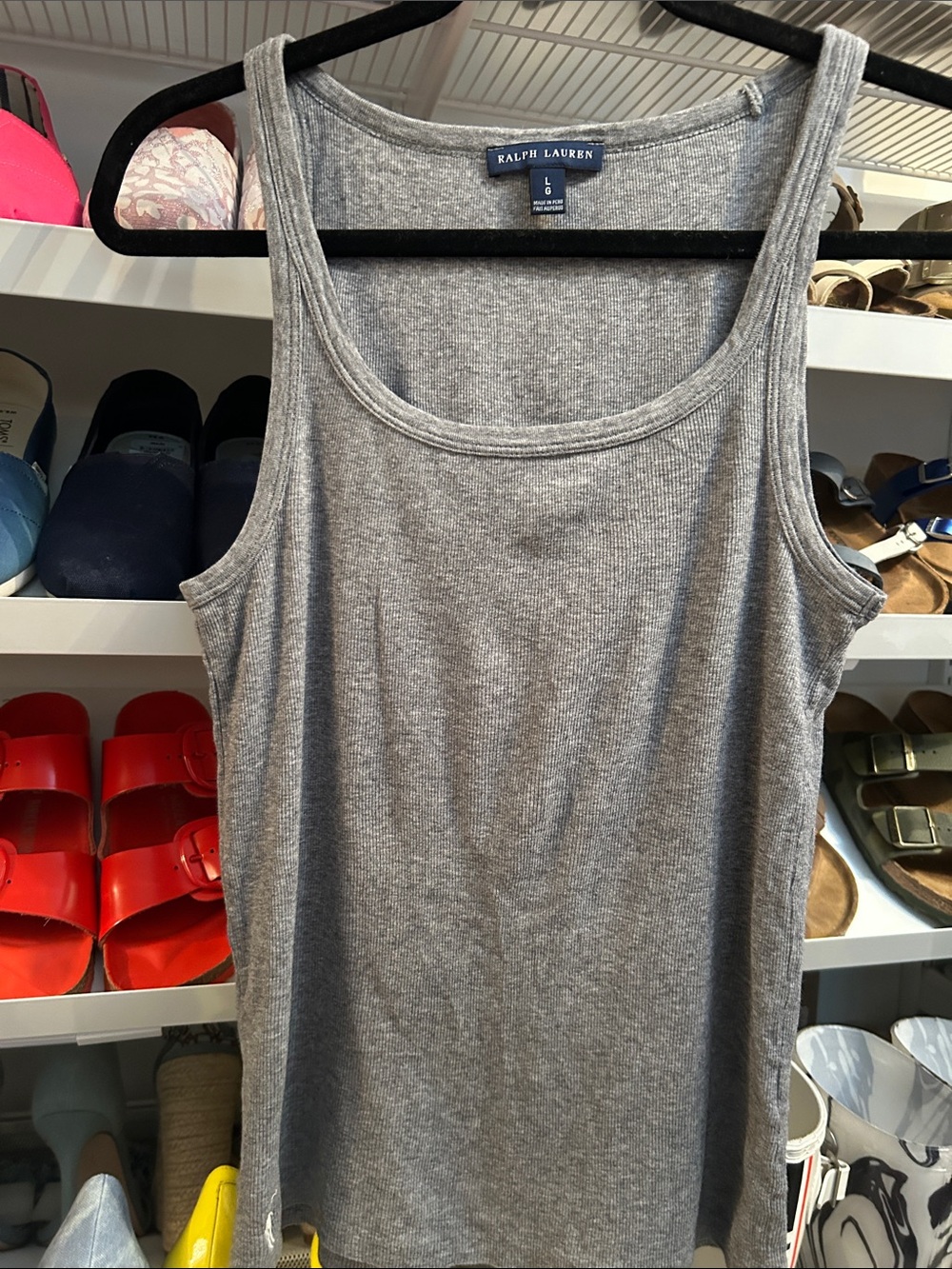 Ralph Lauren Women's Heather Gray Ribbed Tank